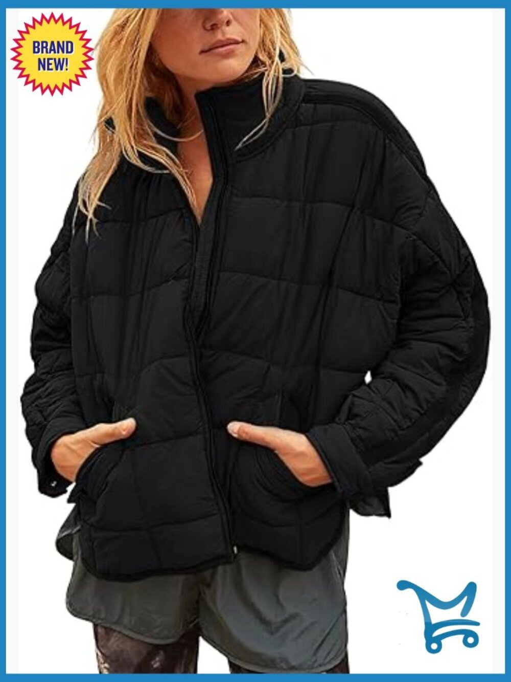 Women's Lightweight Quilted Puffer Jacket Zip Up Padded Coat with Pockets